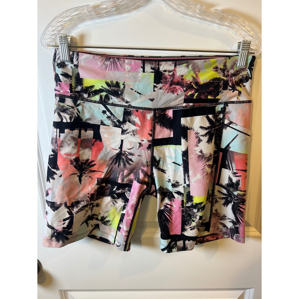 Calvin Klein Womens Performance Shorts Tropical Palm Tree Print Multi XL